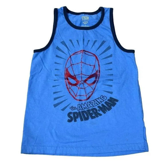 3 Marvel Boy's Shirts T-Shirt Button Front Blue White Lot of 3 Size 6 - Picture 5 of 10